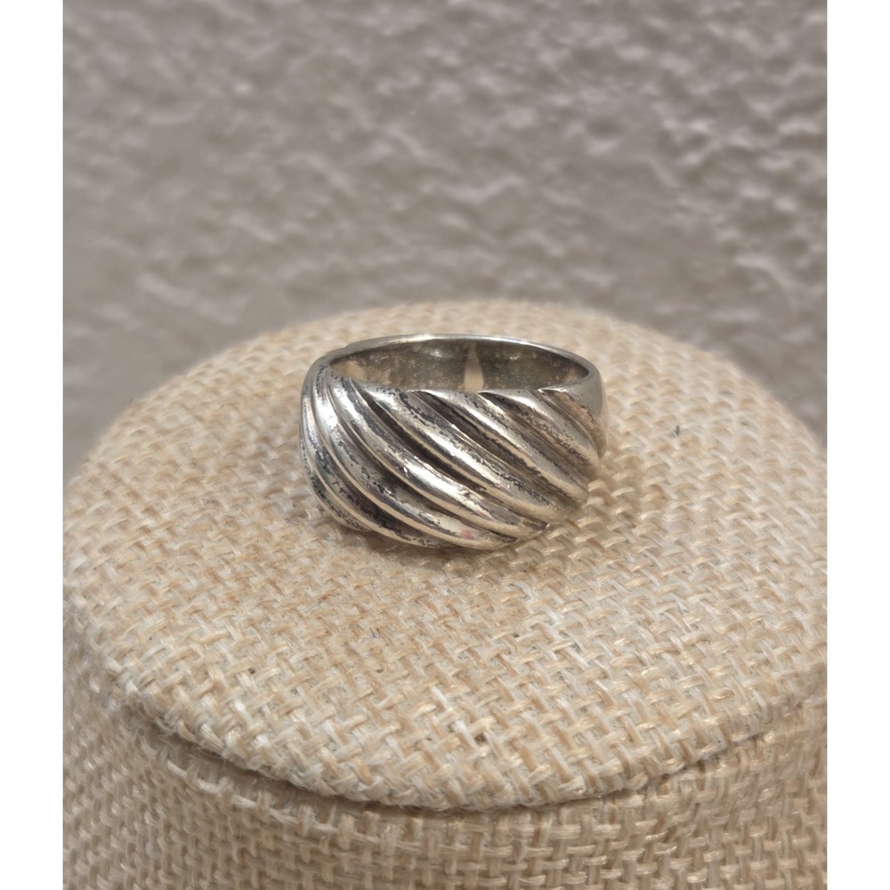 Vintage Modernist Fluted Solid Sterling Silver Ring‎ Size 7